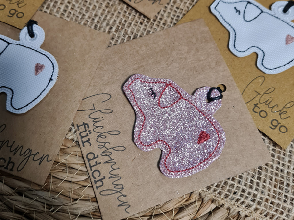 Glücksschwein Schlüsselanhänger - ITH-Stickdatei